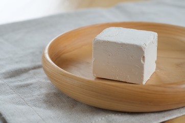 Fresh yeast on the dish