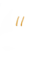 Symbol upper quotation mark laid with french fries.