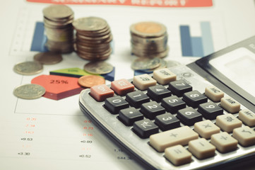 pile coin money with graph banking concept for background.concept in grow and walk step by step for success in business