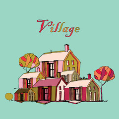 Vector isolated illustration about village.