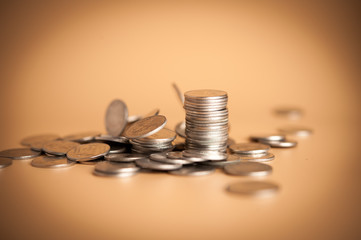 Saving money concept, money coin stack growing business