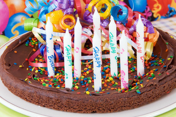 Chocolate Brownie Birthday Cake with Candles