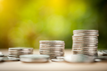 Saving money concept, money coin stack growing business
