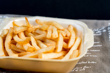 Golden French fries potatoes ready to be eaten