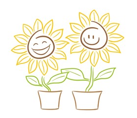 Naklejka premium Sonnenblume Smiley Gesicht