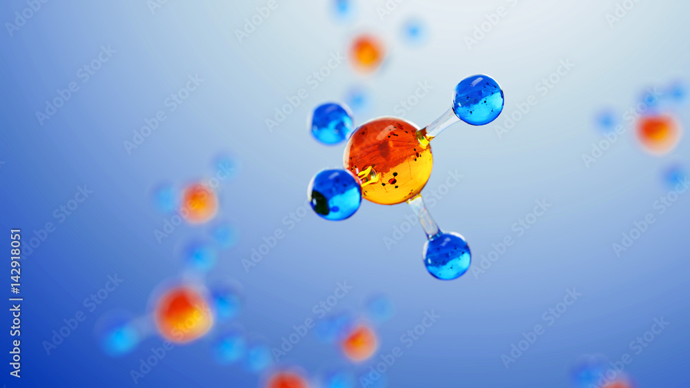 Canvas Prints 3d illustration of molecule model. science background with molecules and atoms.