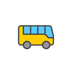 Bus filled outline icon, line colorful vector sign, linear style pictogram isolated on white. Symbol, logo illustration. Editable stroke. Pixel perfect