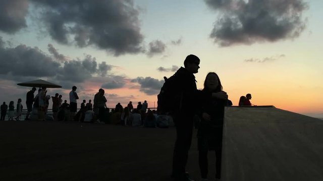 Tel Aviv beach cloud scape sunset time lapse