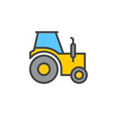 Tractor filled outline icon, line colorful vector sign, linear style pictogram isolated on white. Symbol, logo illustration. Editable stroke. Pixel perfect