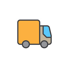 Delivery, Shipping truck filled outline icon, line colorful vector sign, linear style pictogram isolated on white. Lorry symbol, logo illustration. Editable stroke. Pixel perfect