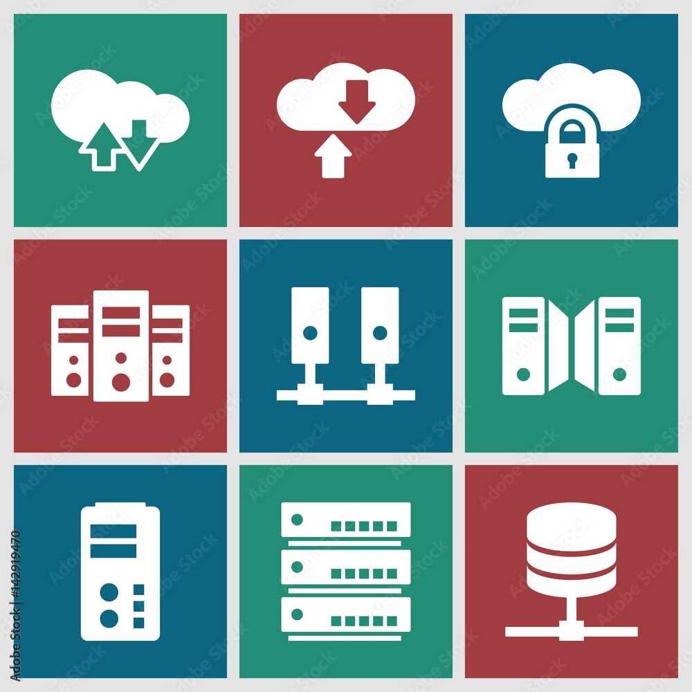 Poster set of 9 hosting filled icons