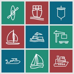 Set of 9 boat outline icons