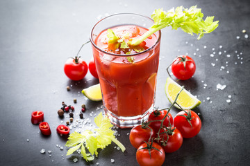 Bloody Mary  coktail on dark.