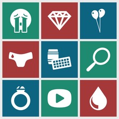 Set of 9 shiny filled icons