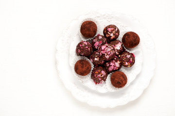 Homemade raw truffles candy