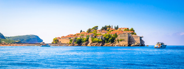 Sveti Stefan, old historical town and resort on the island. Montenegro.