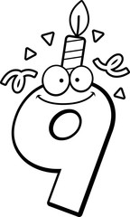 Cartoon Number Nine Birthday