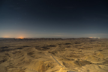 Night in desert mountain travel