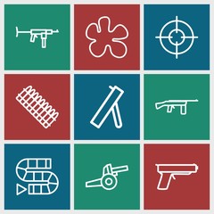 Set of 9 gun outline icons