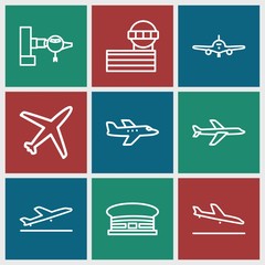 Set of 9 jet outline icons
