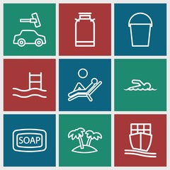 Set of 9 water outline icons