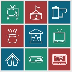 Set of 9 show outline icons