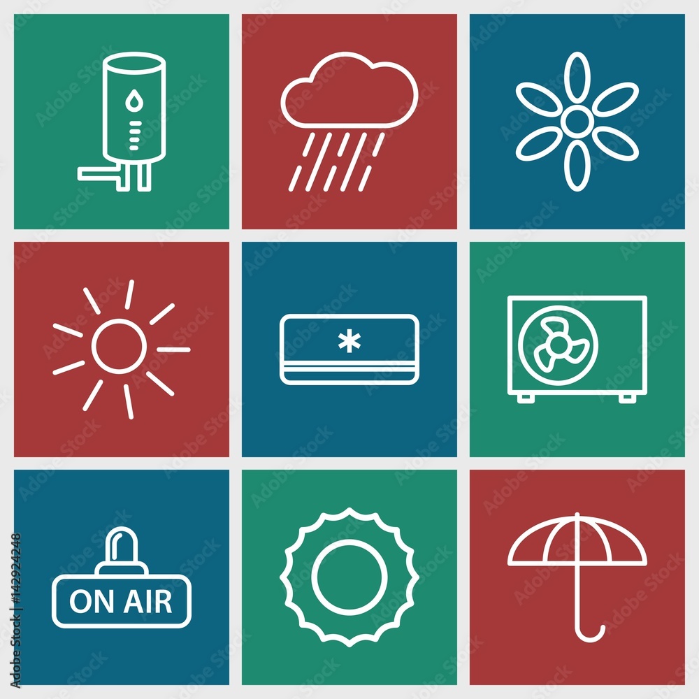 Sticker set of 9 climate outline icons