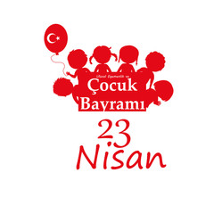 vector illustration of the cocuk baryrami 23 nisan , translation: Turkish April 23 National Sovereignty and Children's Day, graphic design to the Turkish holiday, kids icon, children logo