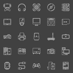 Electronic gadgets outline icons