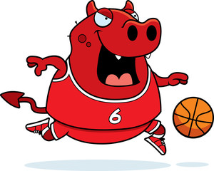 Cartoon Devil Basketball