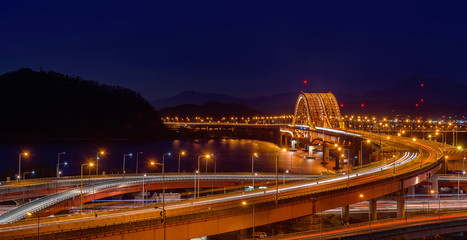 Fototapeta premium Banghwa bridge at night,Korea
