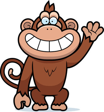 Cartoon Monkey Waving