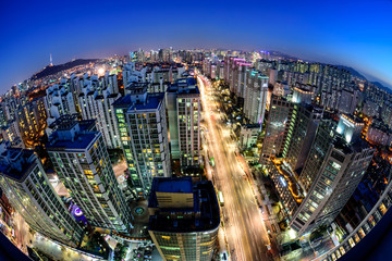 Fototapeta premium Korea,Seoul city skyline and Seoul tower at nigth