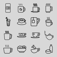 Set of 16 tea outline icons