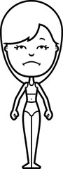 Sad Cartoon Teen in Swimsuit