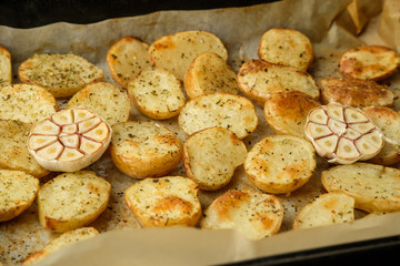 Young baked potatoes