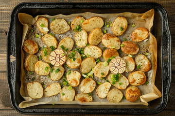 Young baked potatoes