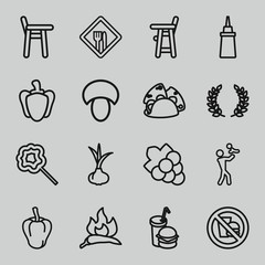 Set of 16 eating outline icons