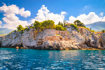 Obraz premium Sveti Stefan, old historical town and resort on the island. Montenegro.