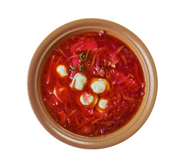Polish beet soup with dumplings