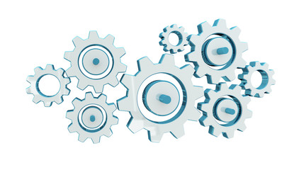 Digital gear icons 3D rendering