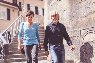 Senior Couple Walking Through Tuebingen