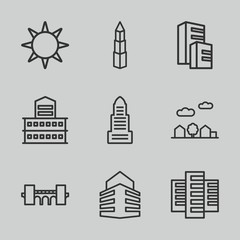 Set of 9 city outline icons