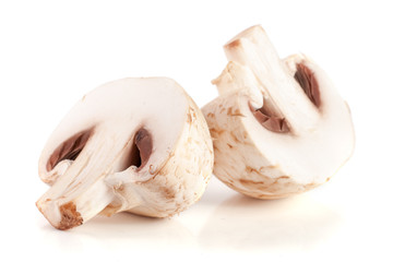 champignon mushrooms half isolated on white background