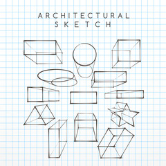 Hand drawn set : Architectural Sketch : Vector Illustration