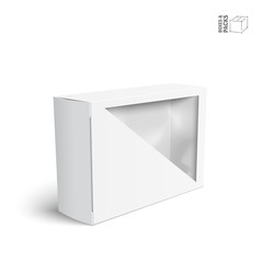 White vector product package box with window