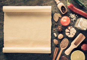 herbs and spices at table