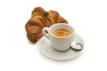 Tazzina di caffè espresso e cornetto