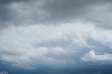 Rainy cloudy summer cloudscape blue sky.