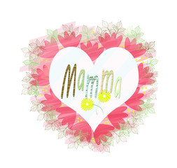 cuore con scritta mamma su sfondo bianco © sommaria